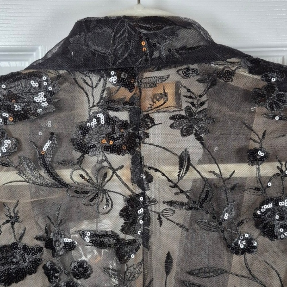 Fashion Nova Luxe black floral Vera sequin embroidered blazer jacket women large - Picture 14 of 16